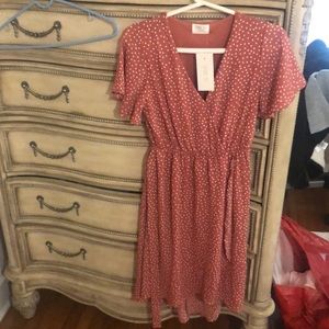 Sienna sky Asymmetrical polkadot dress. NWT